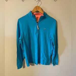 Vineyard Vines 100% Cotton Turquoise and Pink Quarter Zip Women’s Size Large